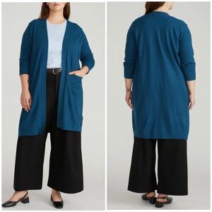 Universal Standard Long Open Front Cardigan Lightweight Large US Size XS Blue